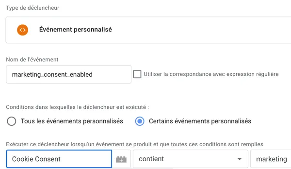 Déclencheur personnalisé